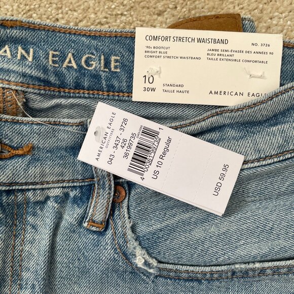 American Eagle 90’s Bootcut Jean Bright Blue Size 10 - Picture 3 of 5